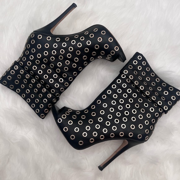 Aldo Black Heeled Boots with Gold Eyelets - Picture 1 of 4